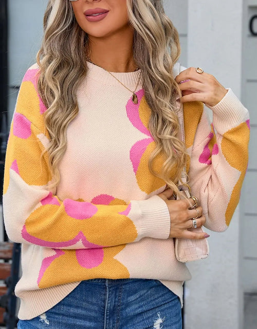 Load image into Gallery viewer, Angel Wings Flower Round Neck Long Sleeve Sweater 2668south
