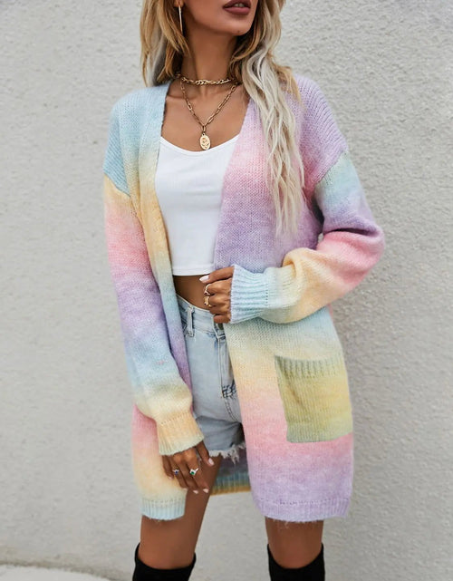 Load image into Gallery viewer, Angel Wings Full Size Pocketed Open Front Gradient Cardigan 2668south
