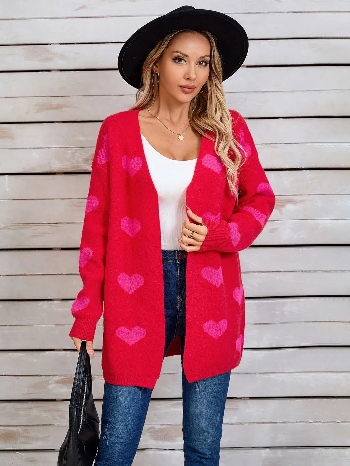 Angel Wings Heart Open Front Long Sleeve Cardigan 2668south