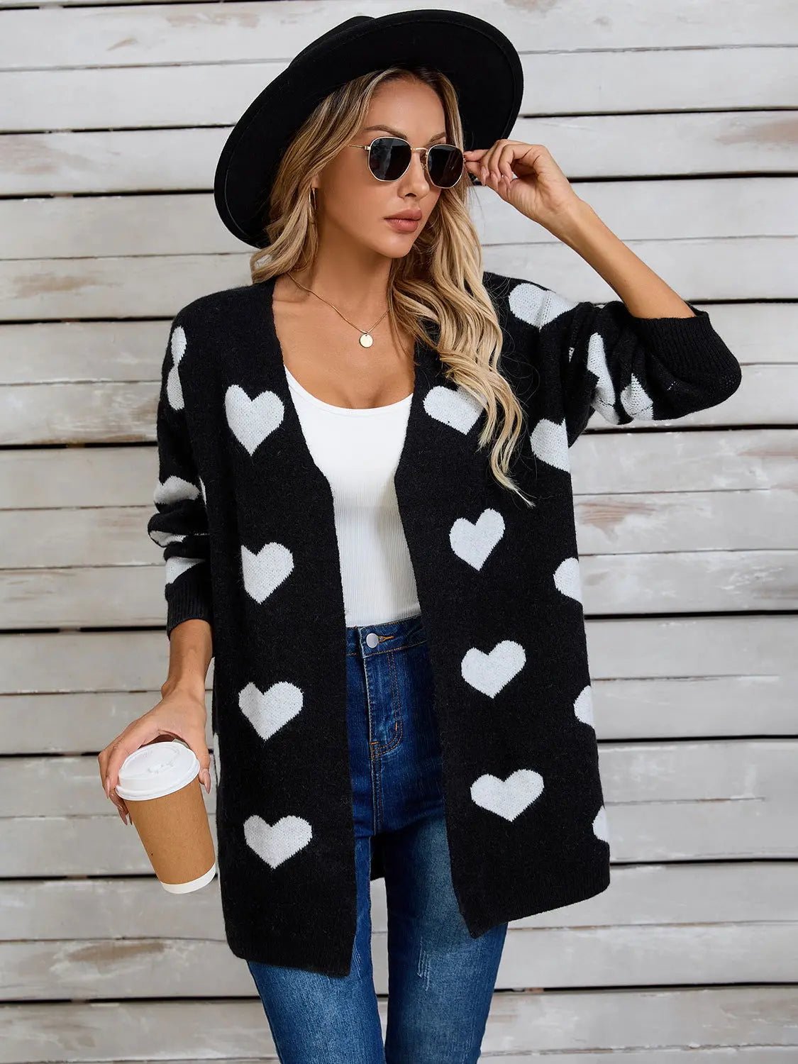 Angel Wings Heart Open Front Long Sleeve Cardigan 2668south