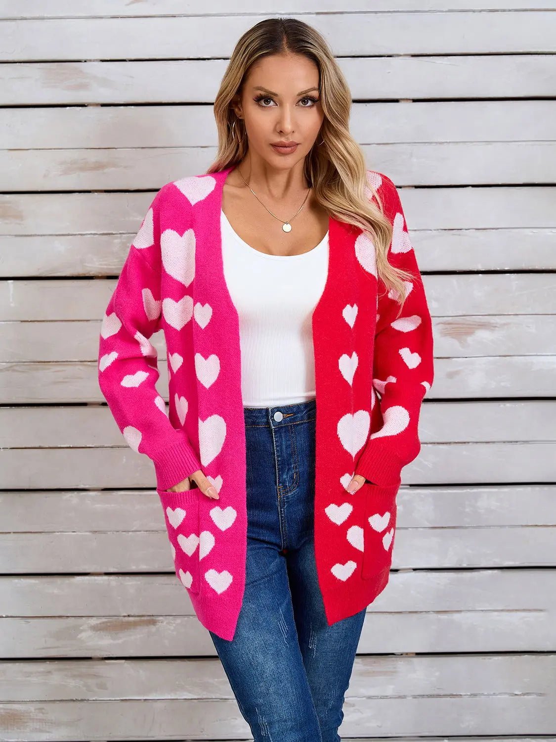 Angel Wings Heart Open Front Long Sleeve Cardigan 2668south