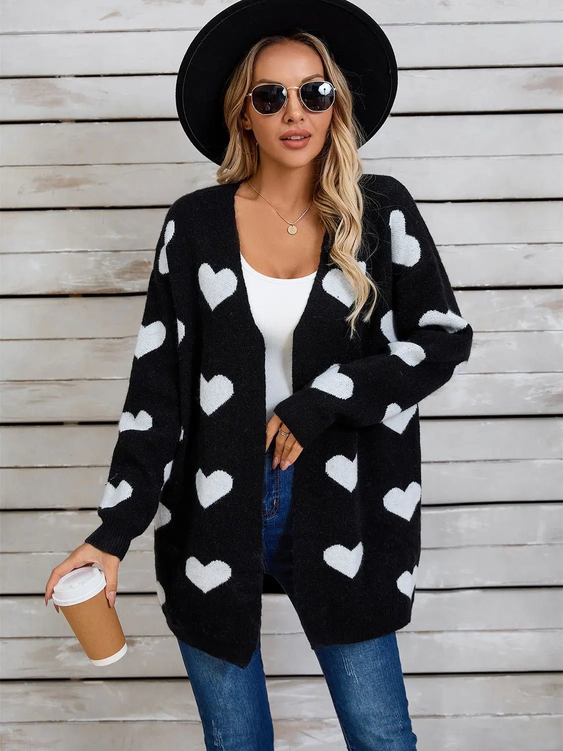 Angel Wings Heart Open Front Long Sleeve Cardigan 2668south