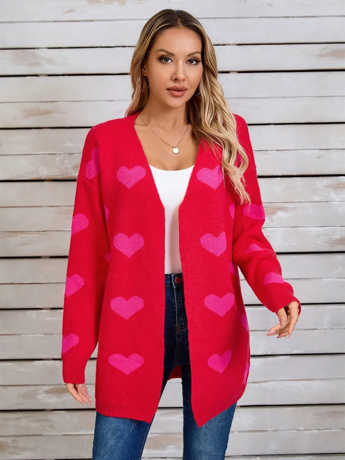 Angel Wings Heart Open Front Long Sleeve Cardigan 2668south