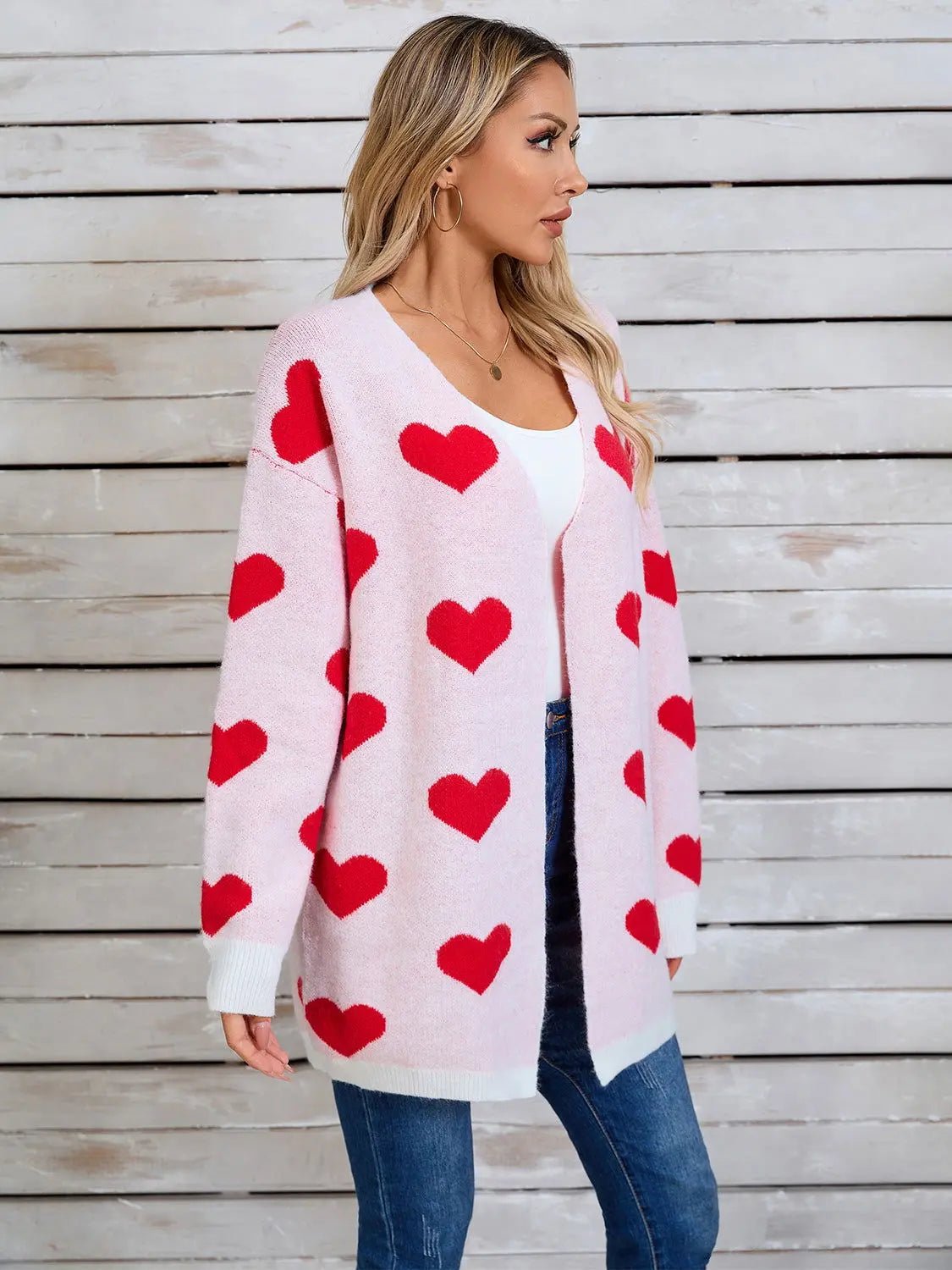 Angel Wings Heart Open Front Long Sleeve Cardigan 2668south