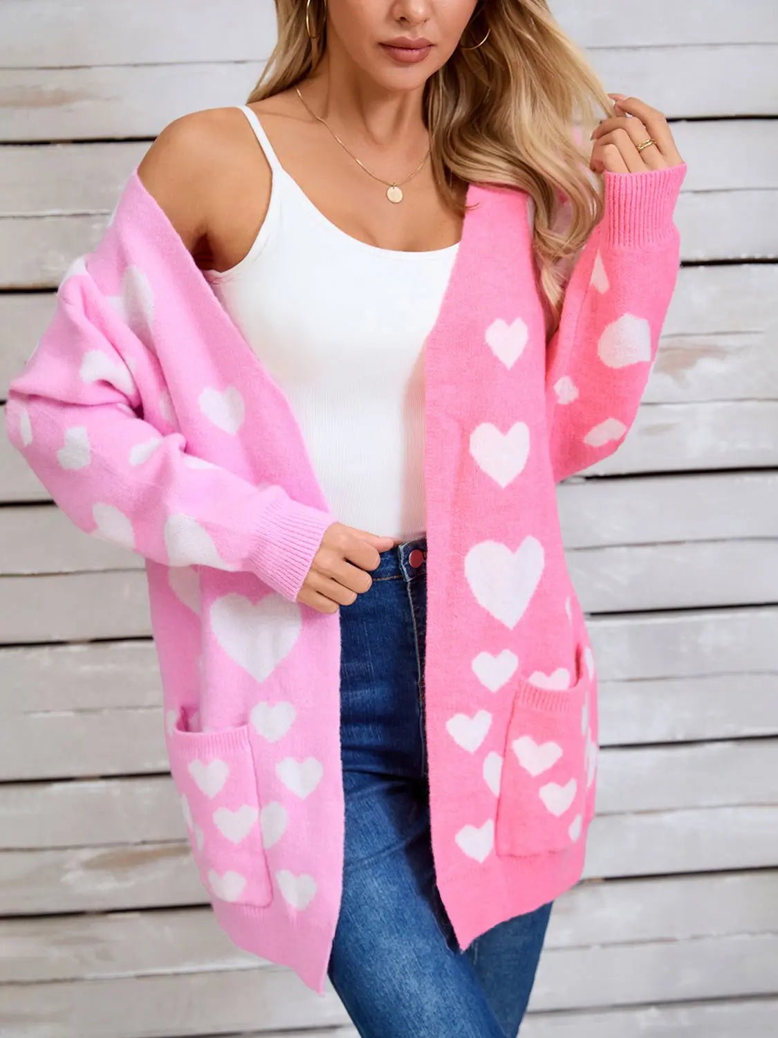 Angel Wings Heart Open Front Long Sleeve Cardigan 2668south