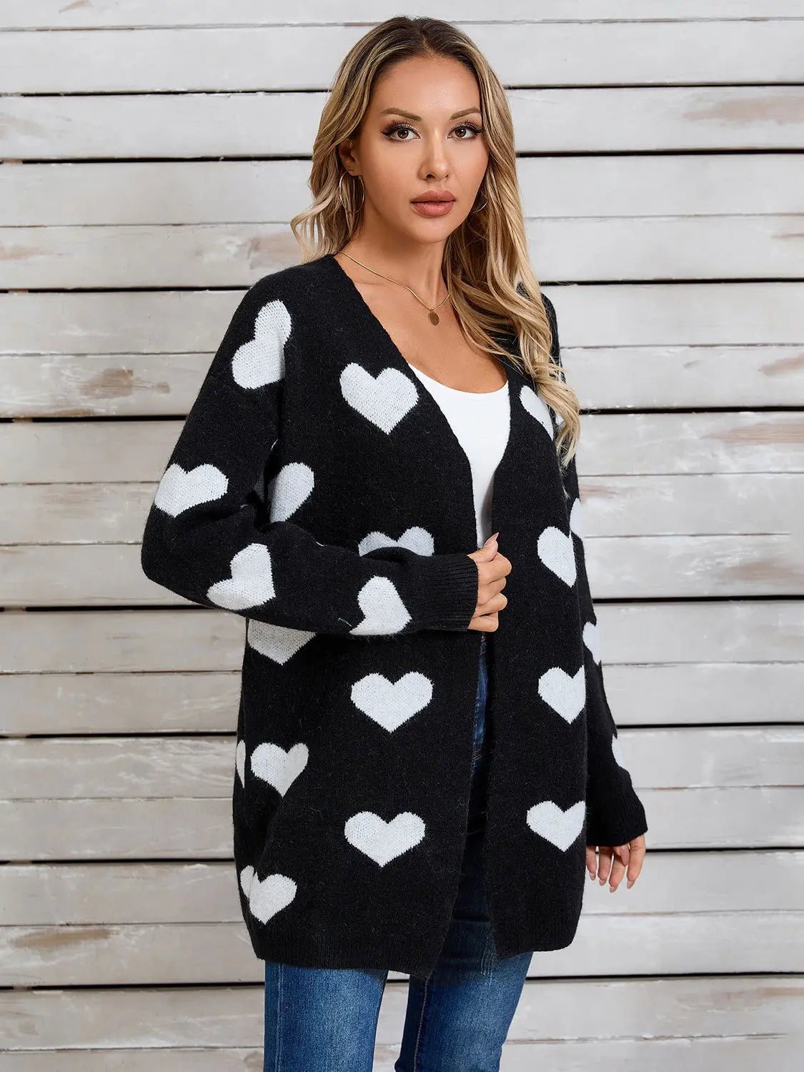 Angel Wings Heart Open Front Long Sleeve Cardigan 2668south