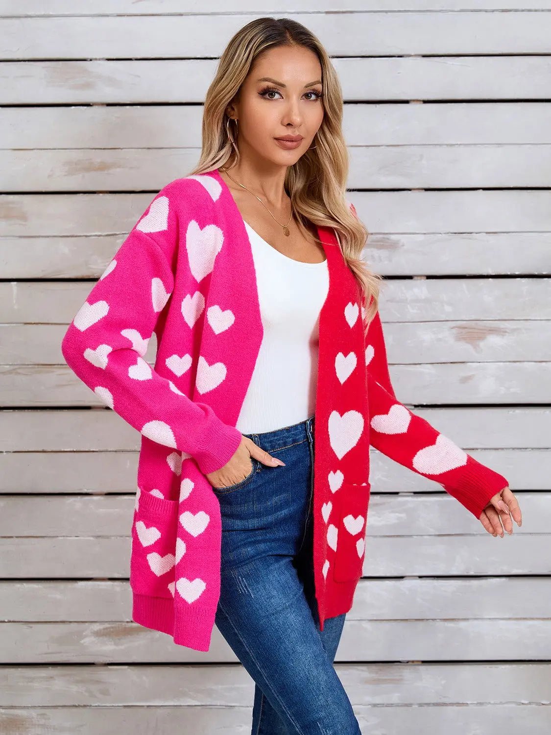 Angel Wings Heart Open Front Long Sleeve Cardigan 2668south