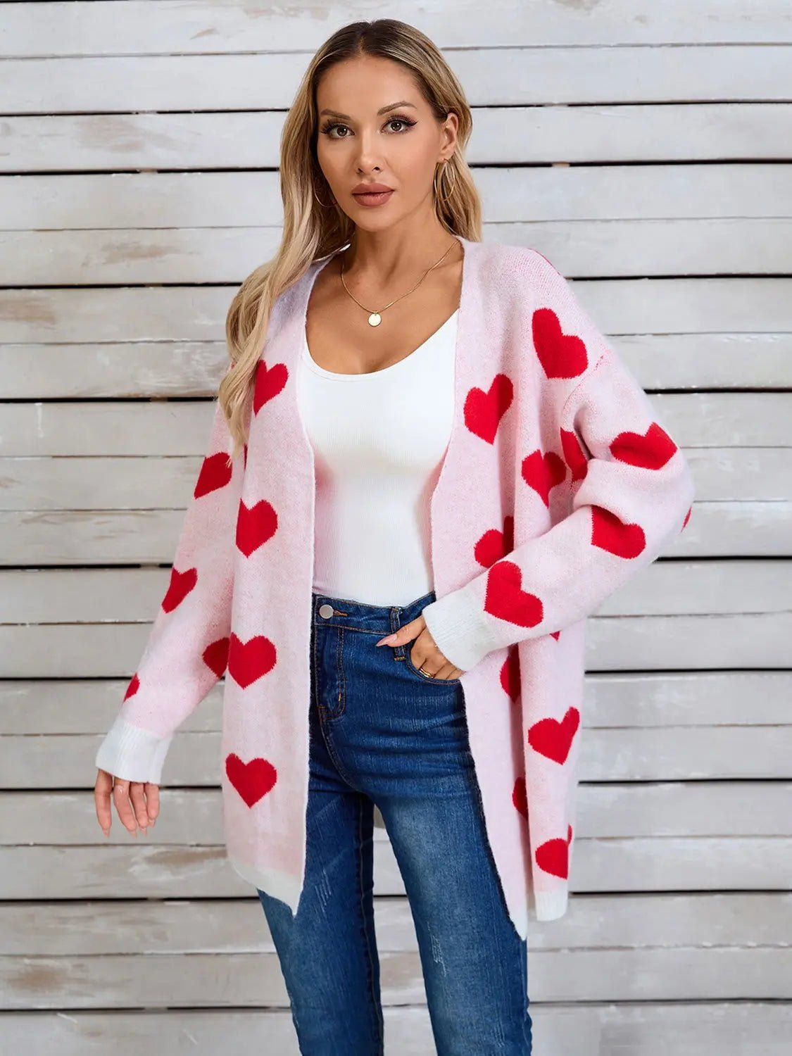 Angel Wings Heart Open Front Long Sleeve Cardigan 2668south