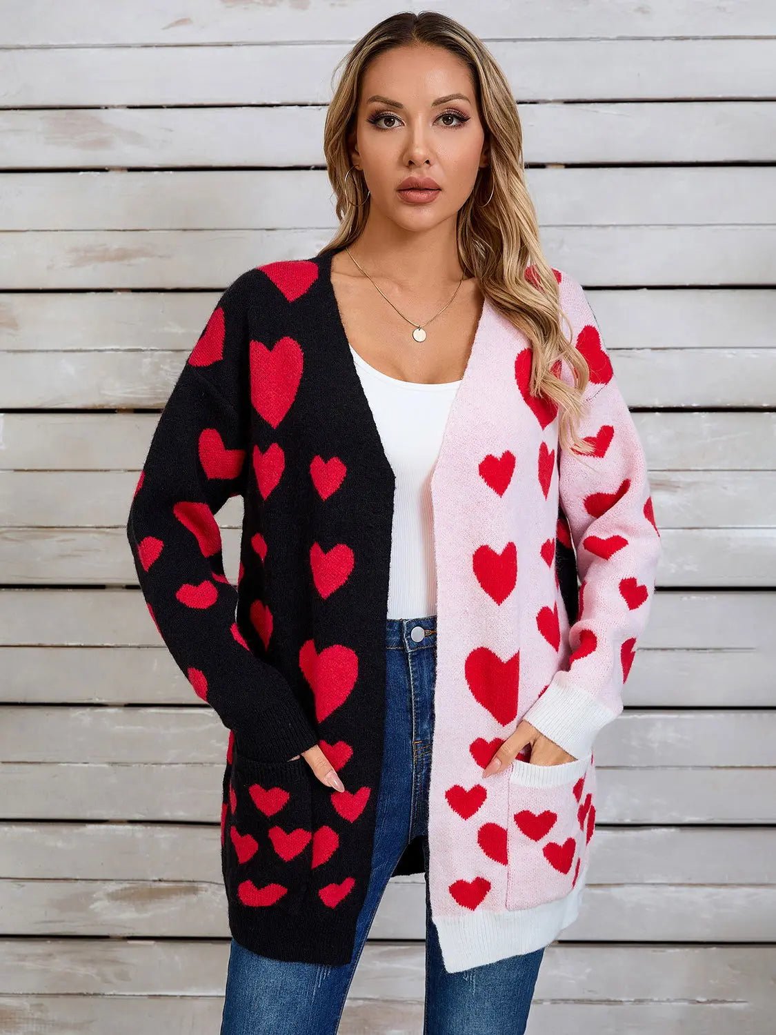 Angel Wings Heart Open Front Long Sleeve Cardigan 2668south