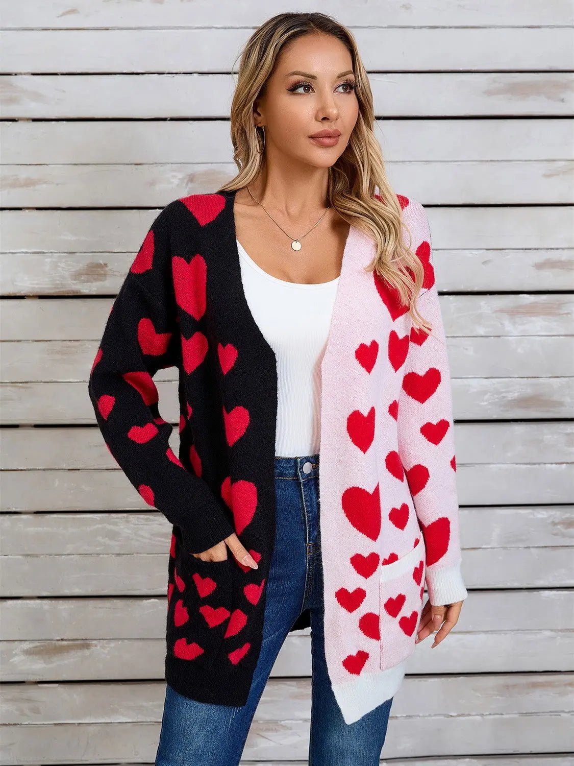 Angel Wings Heart Open Front Long Sleeve Cardigan 2668south