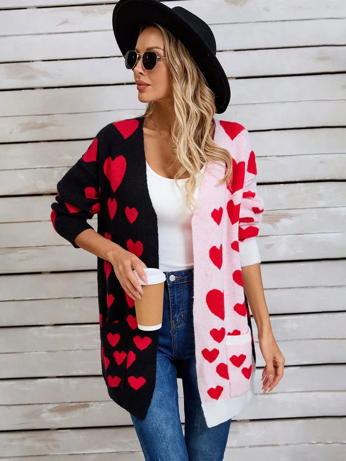 Angel Wings Heart Open Front Long Sleeve Cardigan 2668south