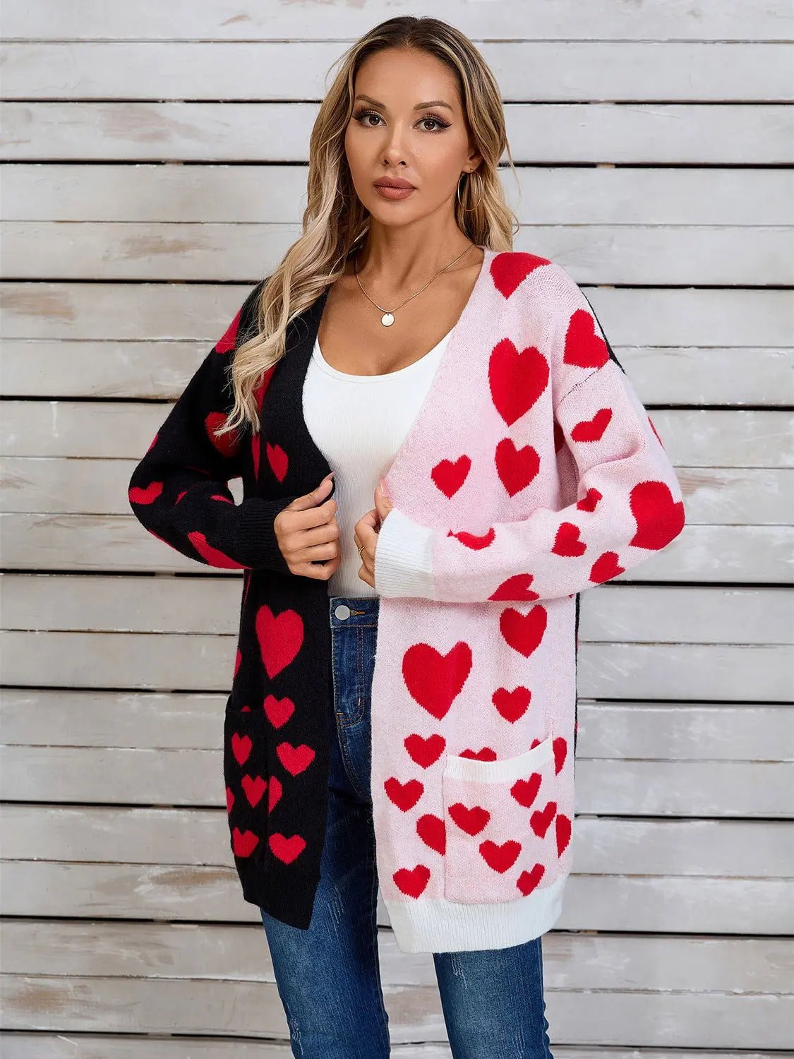 Angel Wings Heart Open Front Long Sleeve Cardigan 2668south