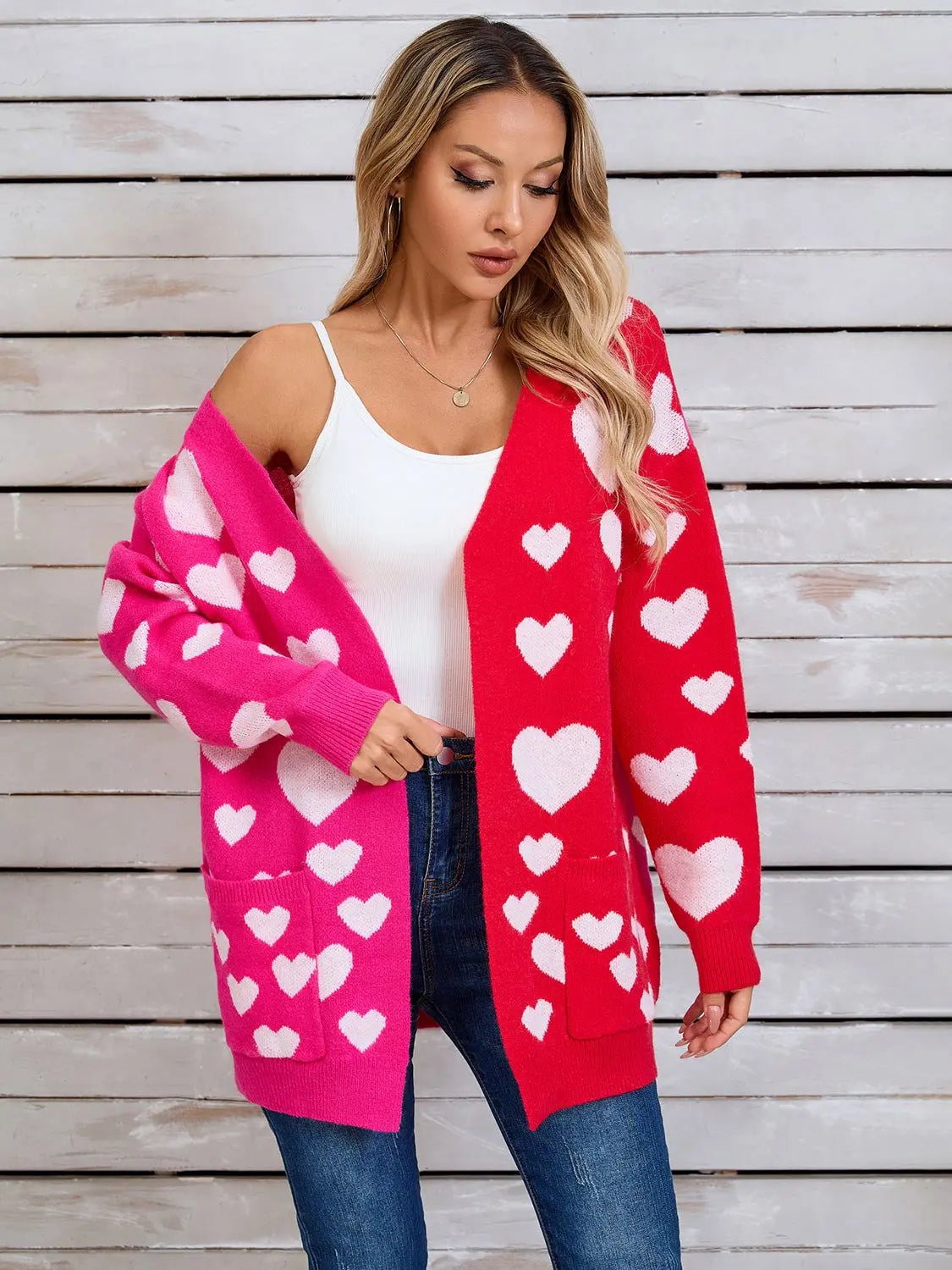 Angel Wings Heart Open Front Long Sleeve Cardigan 2668south