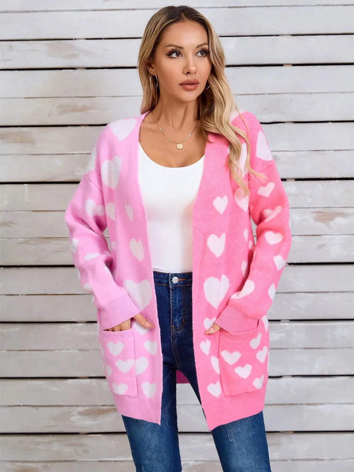 Angel Wings Heart Open Front Long Sleeve Cardigan 2668south