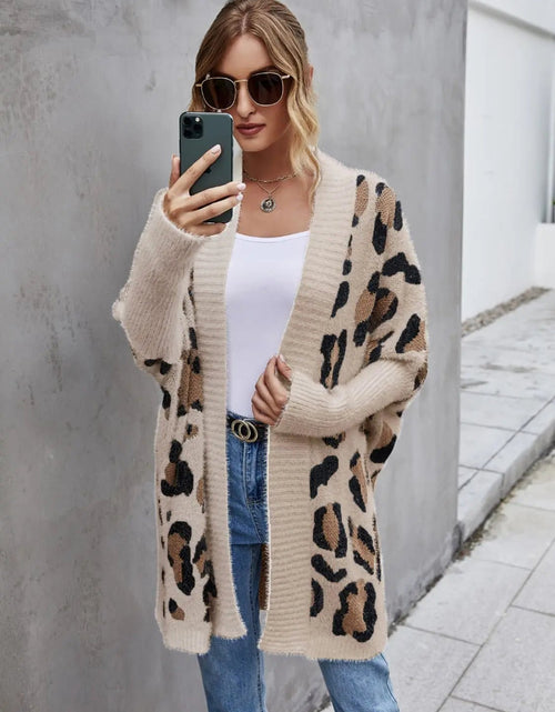 Load image into Gallery viewer, Angel Wings Leopard Pattern Fuzzy Cardigan 2668south
