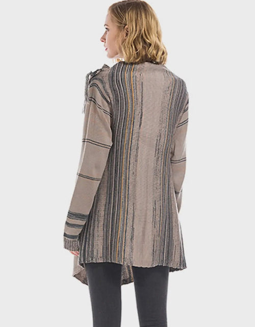 Load image into Gallery viewer, Angel Wings Tassel Striped Open Front Long Sleeve Cardigan 2668south
