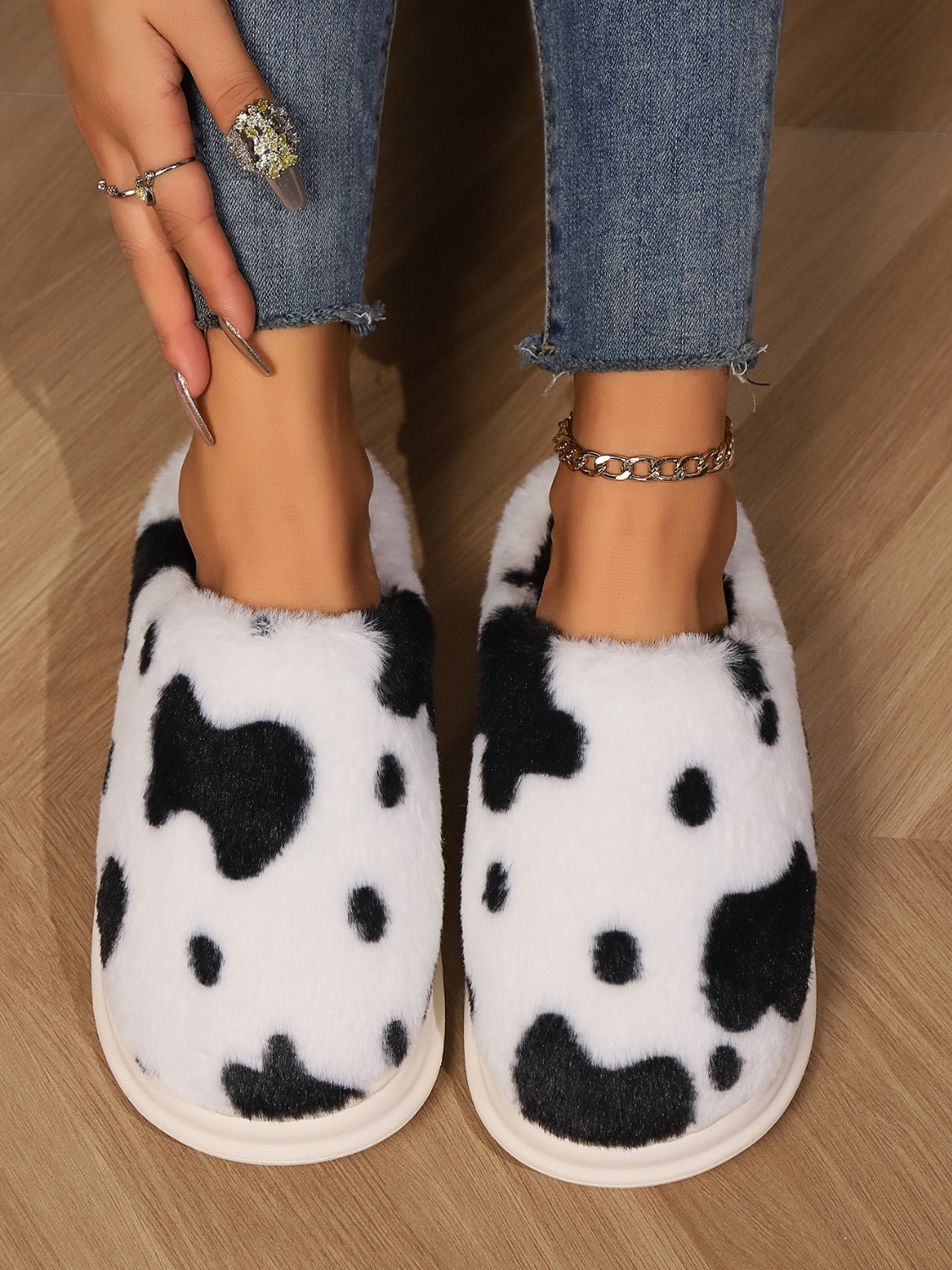 Animal Print Faux Fur Slippers 2668south