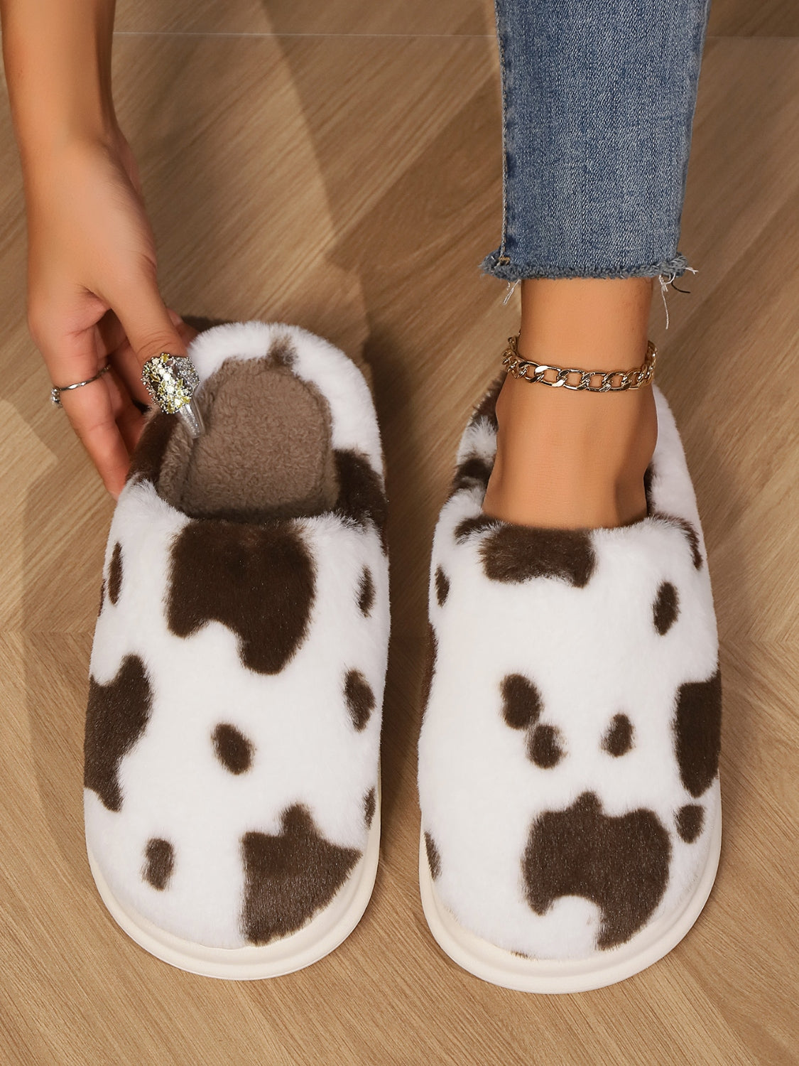 Animal Print Faux Fur Slippers 2668south