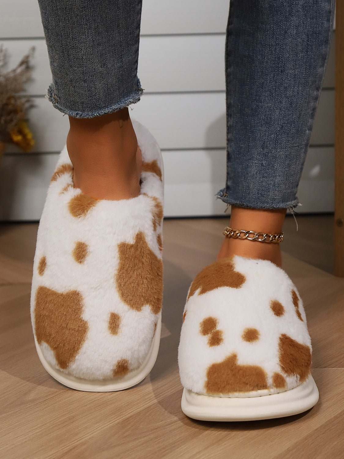 Animal Print Faux Fur Slippers 2668south