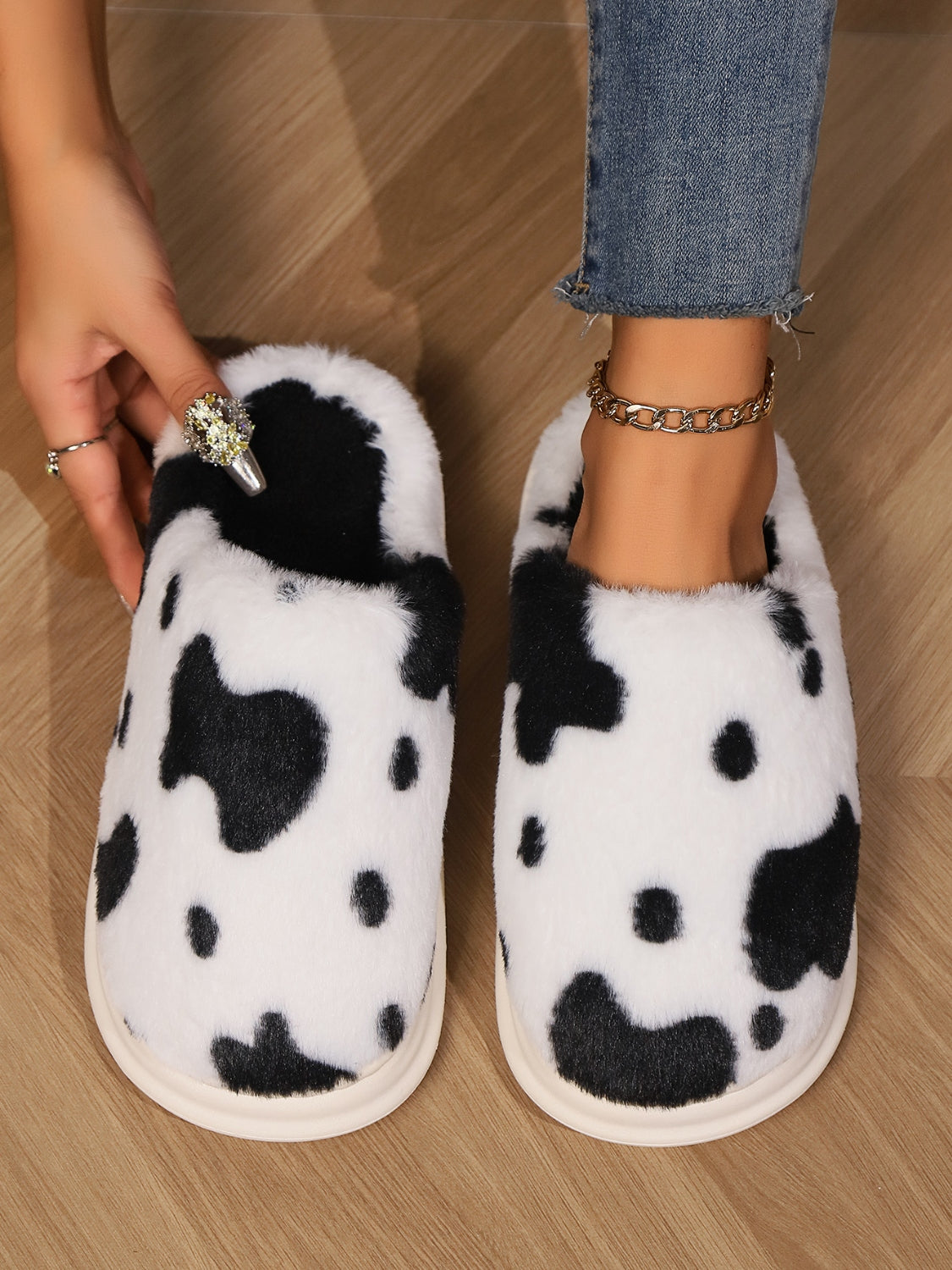 Animal Print Faux Fur Slippers 2668south