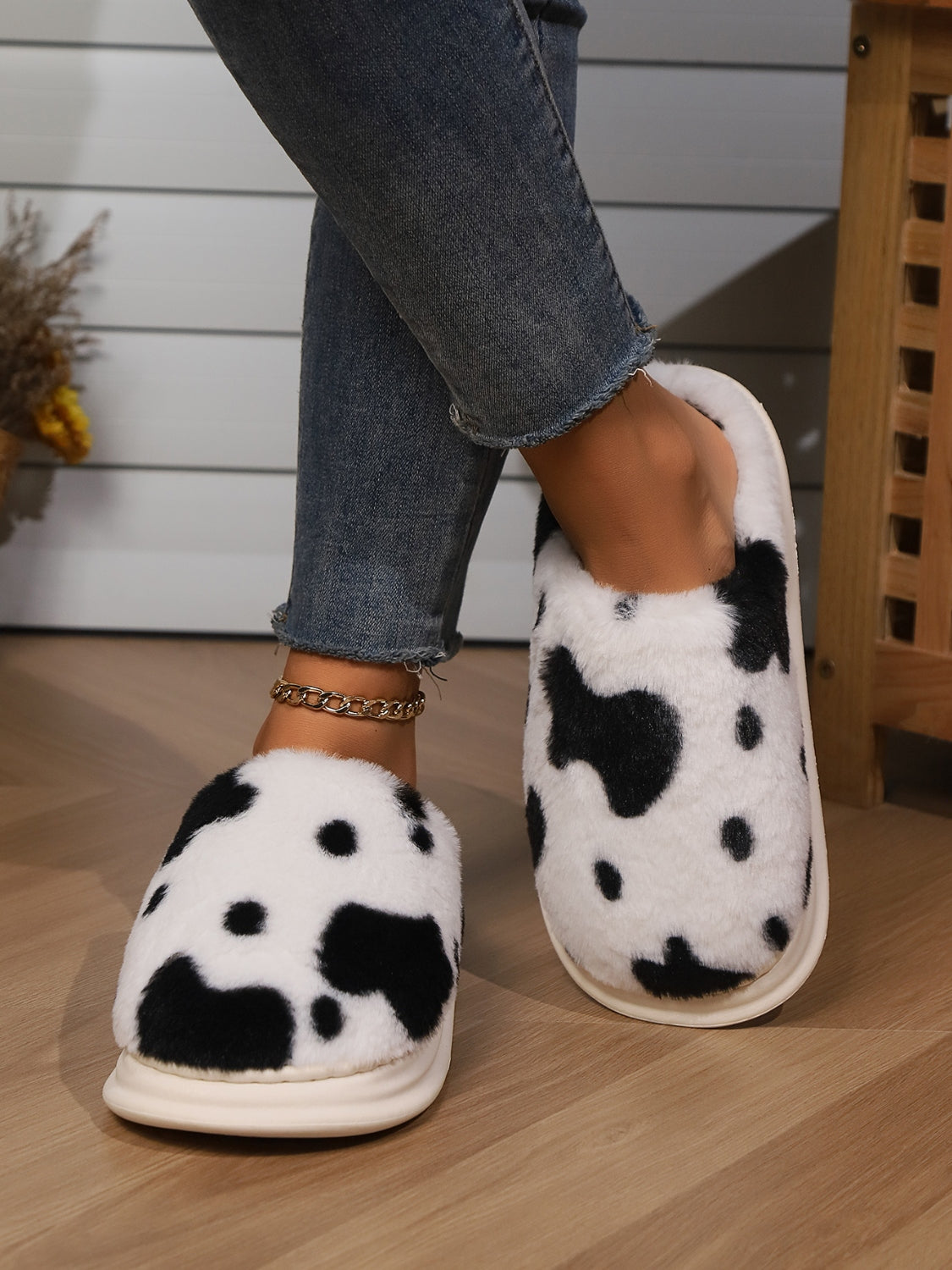 Animal Print Faux Fur Slippers 2668south