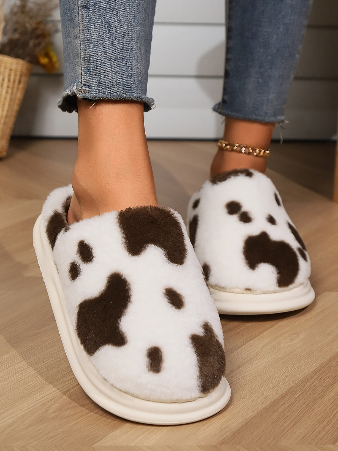 Animal Print Faux Fur Slippers 2668south