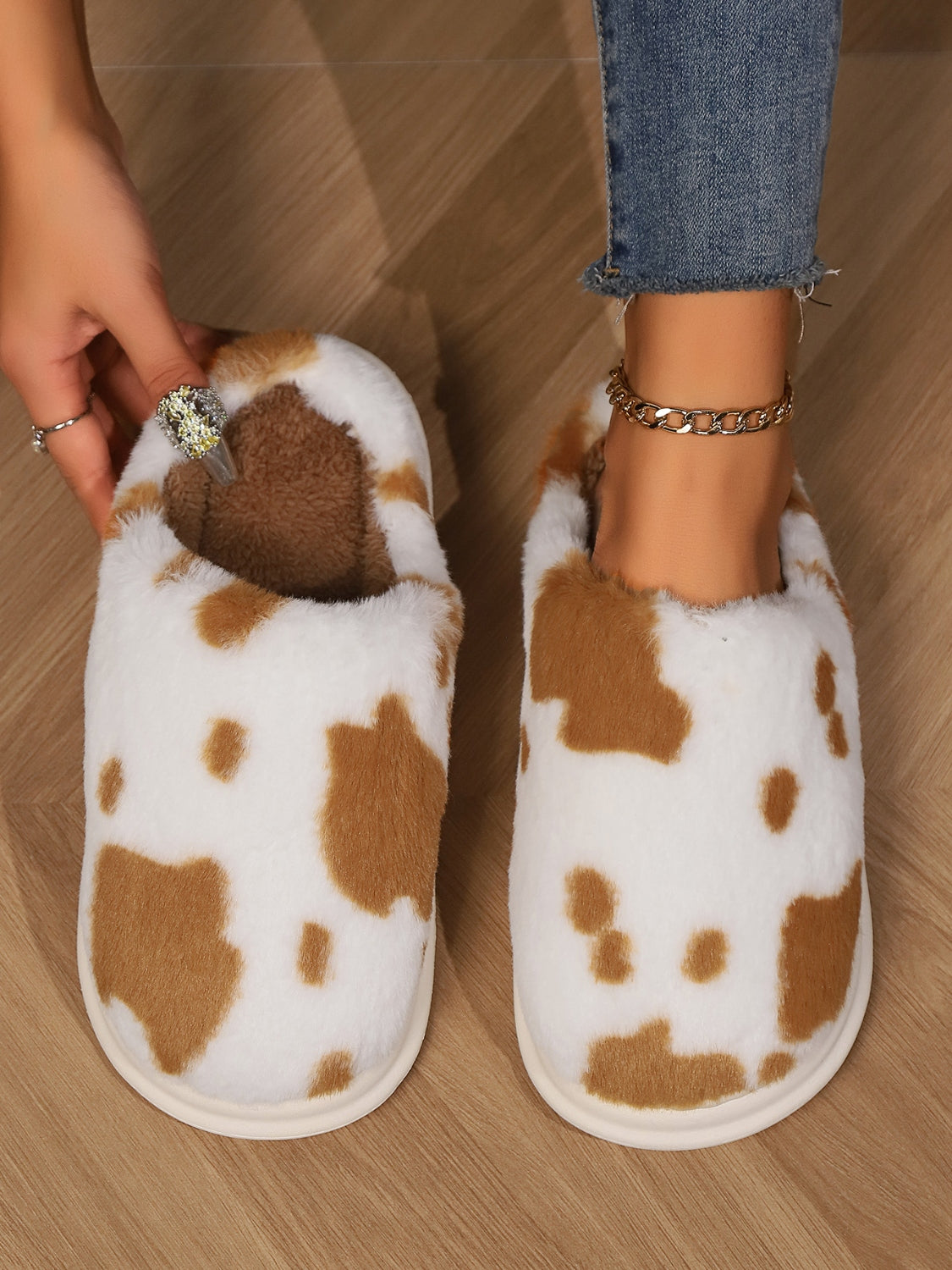 Animal Print Faux Fur Slippers 2668south