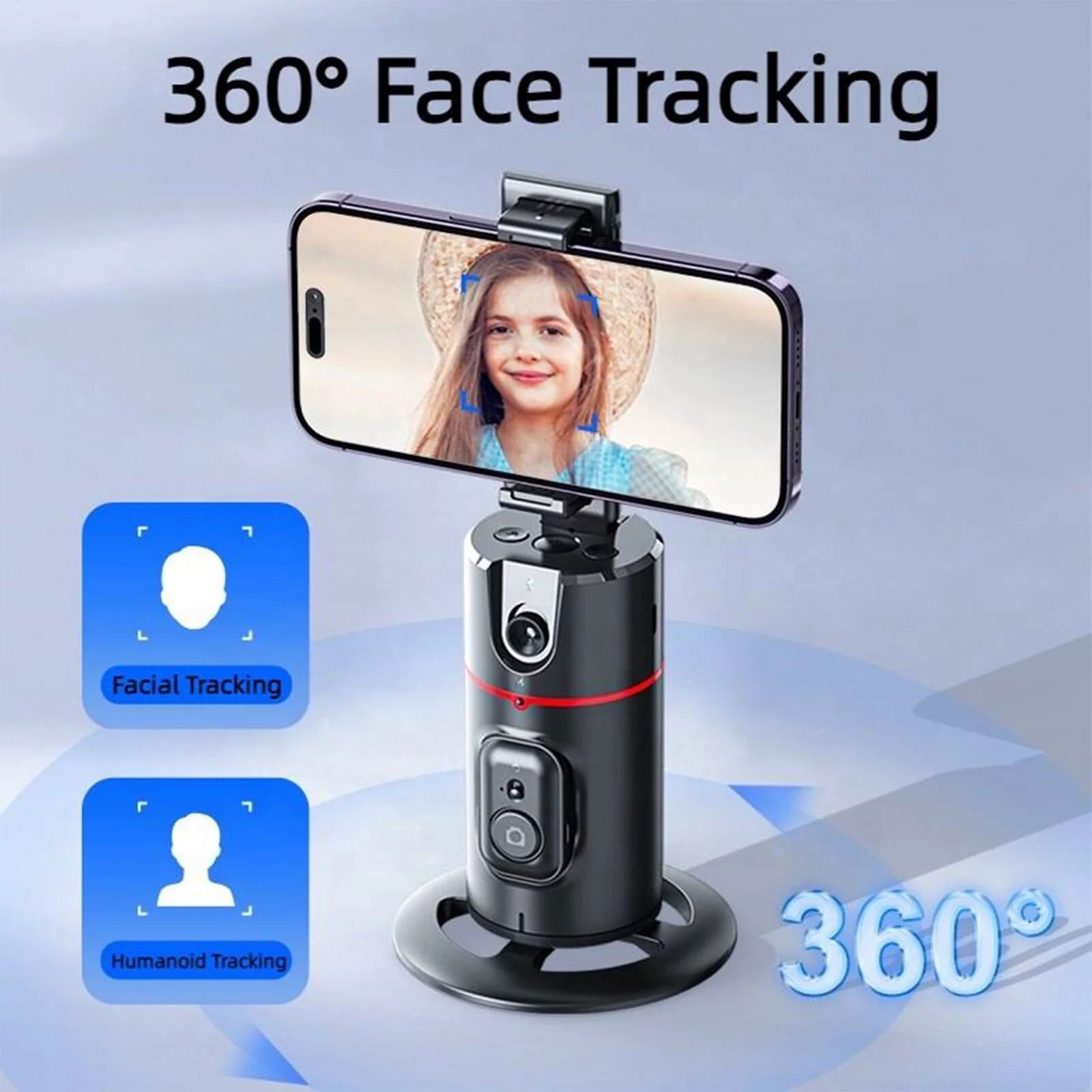 Auto Face Tracking Phone Holder Tripod, No App Required, 360° Rotation Smart Face Body Tracking Tripod Selfie Phone Camera Mount Cell Phone Stand for TIK Tok, Vlog, Live Streaming, Youtube Video 2668south