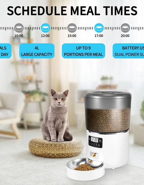 Load image into Gallery viewer, Automatic Cat Feeder, 4L Dual Power Pet Feeder Automatic Dry Food Dispenser, Control 1-4 Meals a Day, Automatic Dog Feeder 2668south
