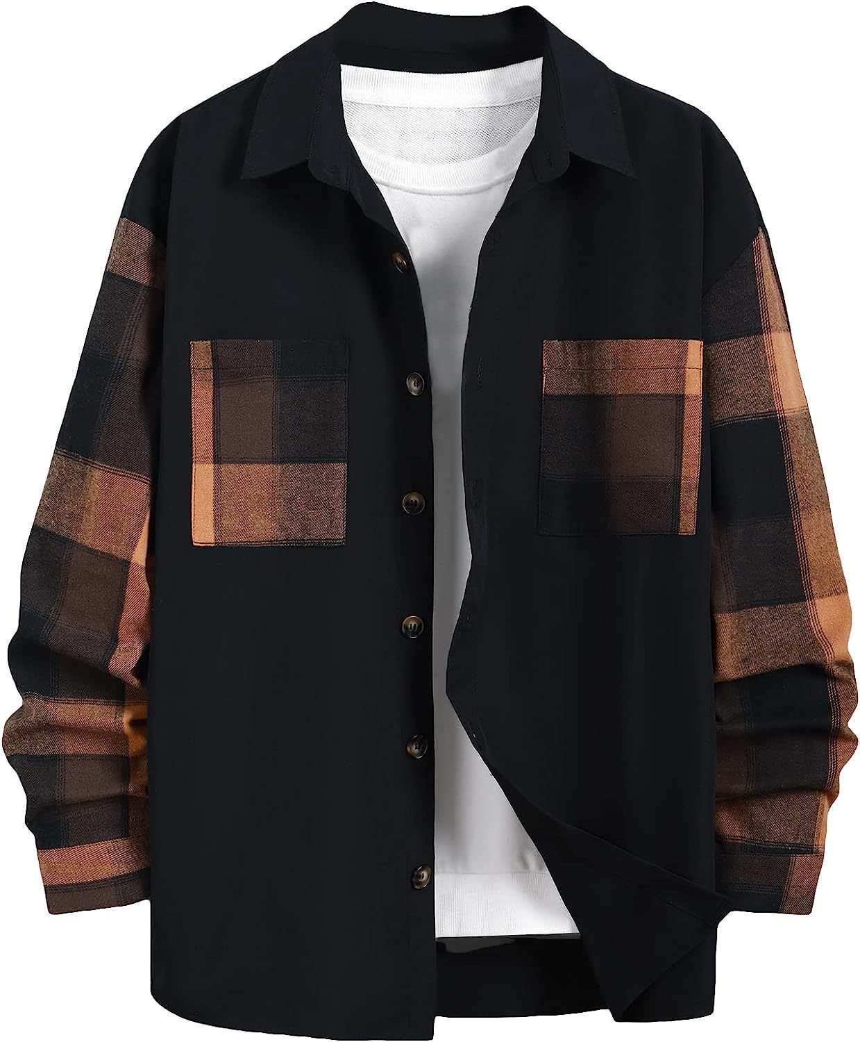 Autumn New Plaid Colorblock Long Sleeve Men's Casual Shirt 2668south