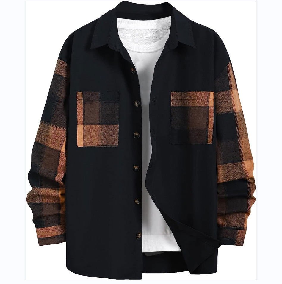 Autumn New Plaid Colorblock Long Sleeve Men's Casual Shirt 2668south