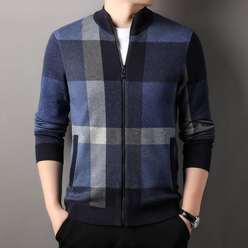 Autumn Striped Color Matching Cardigan Men's Knitting Sweater Versatile Loose 2668south