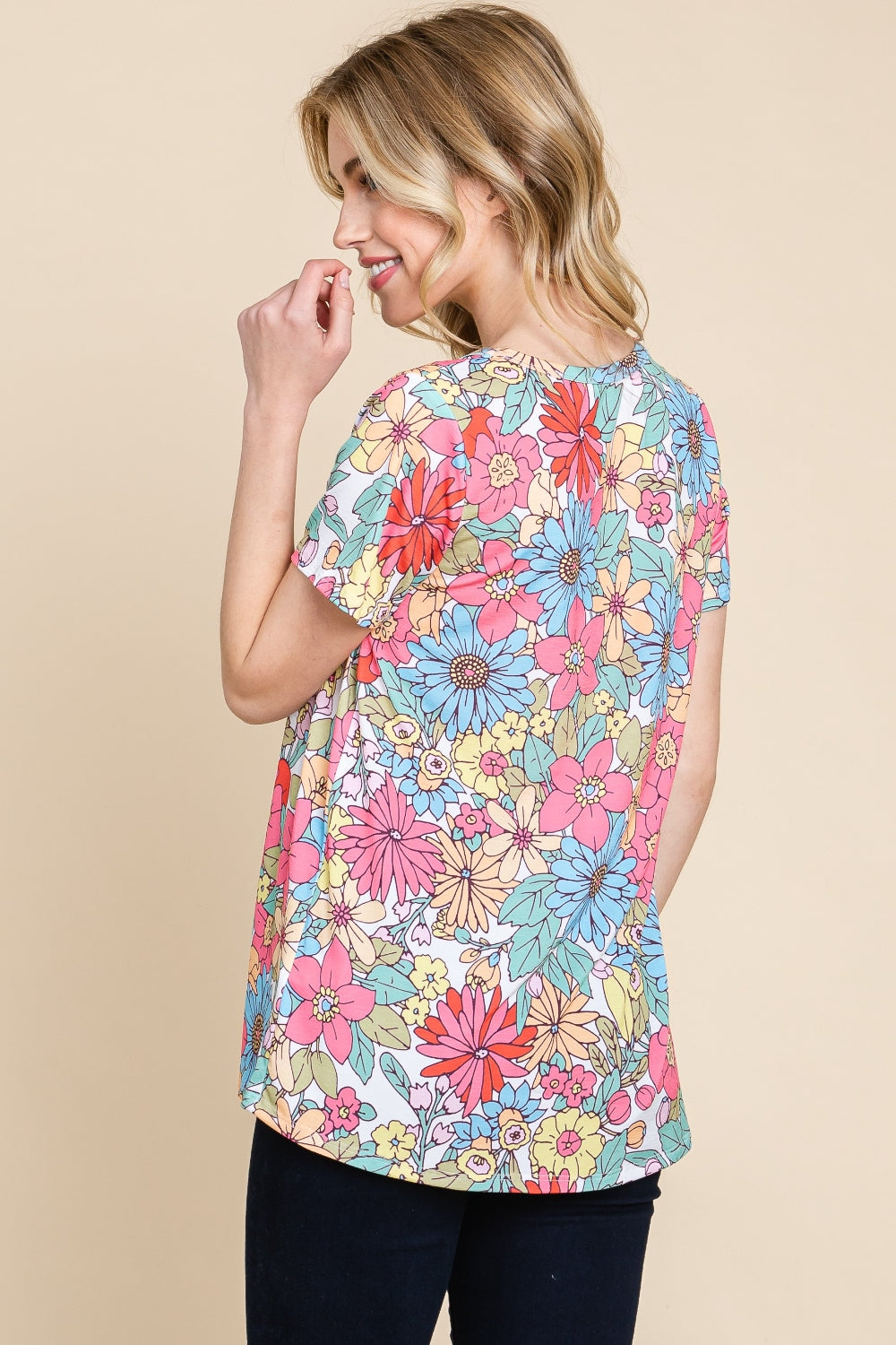 BOMBOM Floral Short Sleeve T-Shirt 2668south