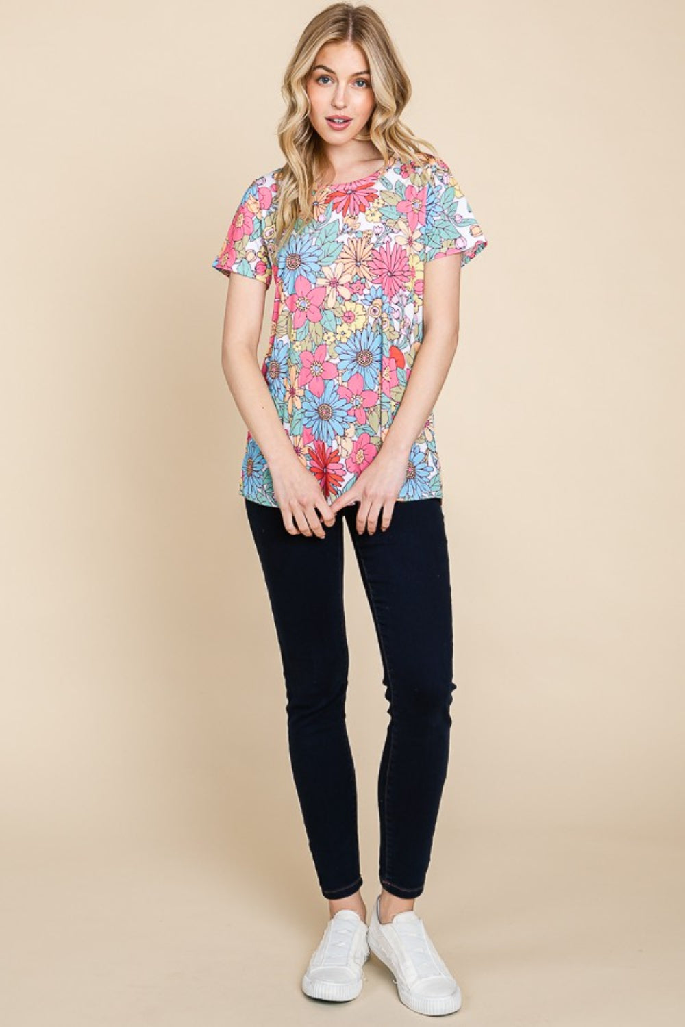 BOMBOM Floral Short Sleeve T-Shirt 2668south