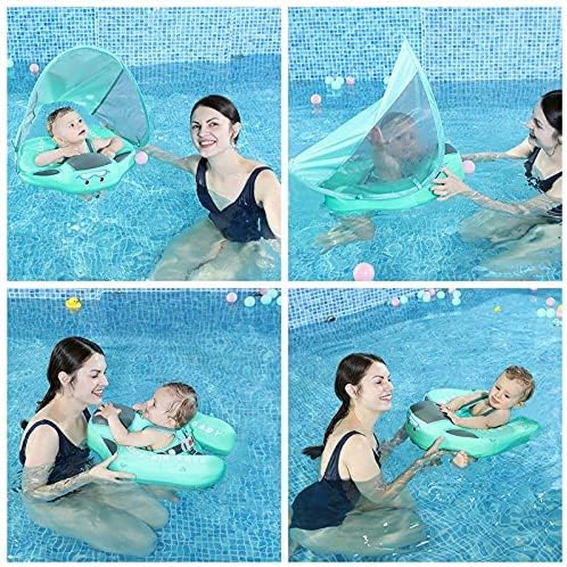 Baby Pool Float with Canopy UPF 50+, Non Inflatable Float, Baby Floaties for Infants Swimming Training, No Flip over Baby Swimming Float 2668south