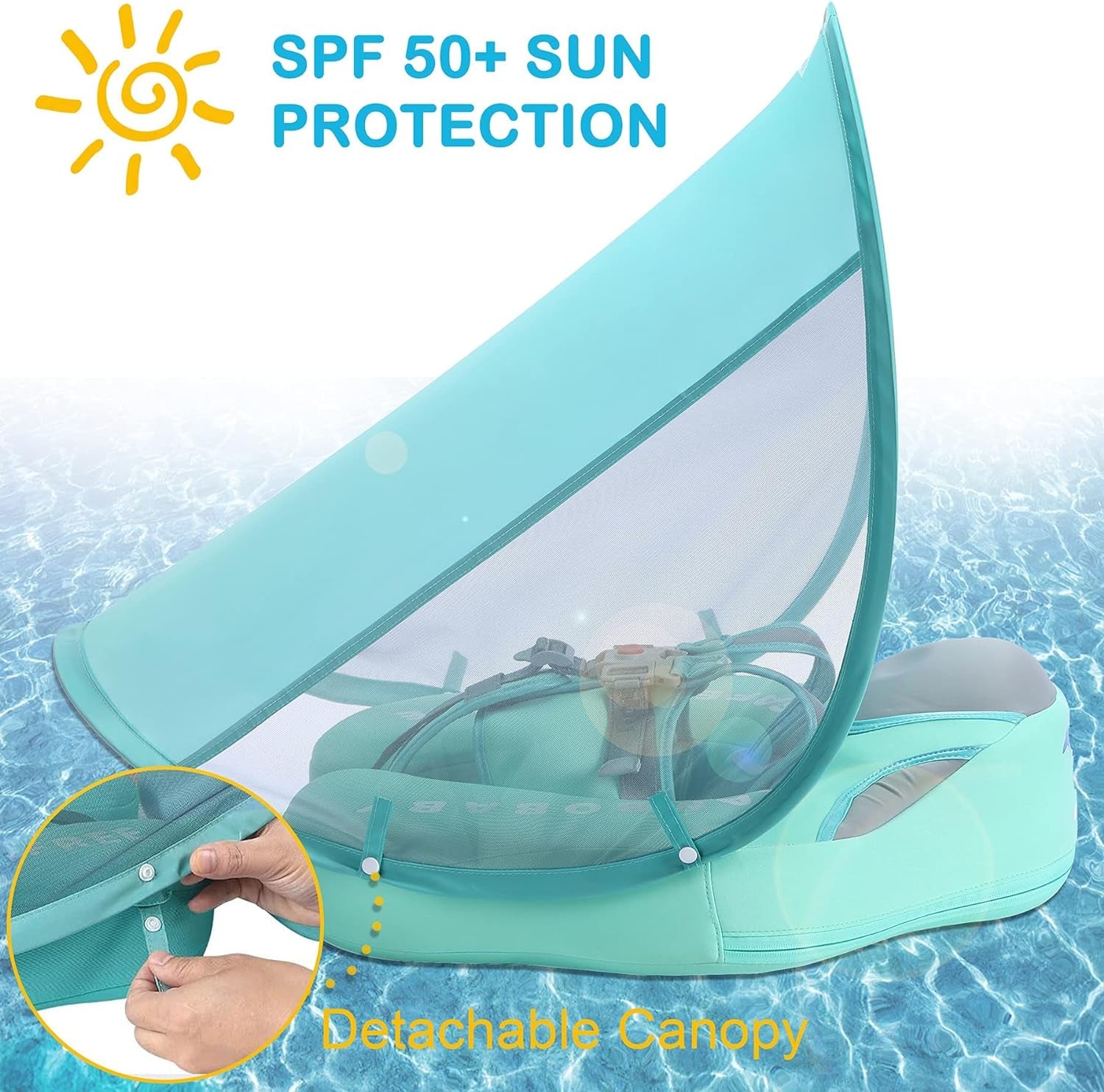 Baby Pool Float with Canopy UPF 50+, Non Inflatable Float, Baby Floaties for Infants Swimming Training, No Flip over Baby Swimming Float 2668south