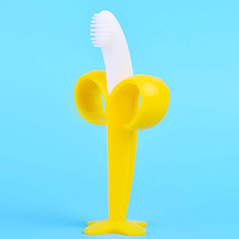 Baby Silicone Training Toothbrush BPA Free Banana Shape Safe Toddle Teether Chew Toys Teething Ring Gift Infant Baby Chewing 2668south