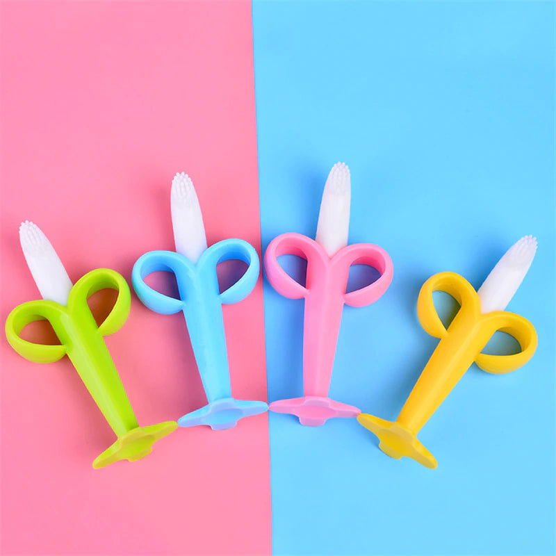 Baby Silicone Training Toothbrush BPA Free Banana Shape Safe Toddle Teether Chew Toys Teething Ring Gift Infant Baby Chewing 2668south