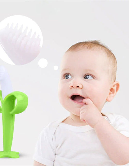 Load image into Gallery viewer, Baby Silicone Training Toothbrush BPA Free Banana Shape Safe Toddle Teether Chew Toys Teething Ring Gift Infant Baby Chewing 2668south
