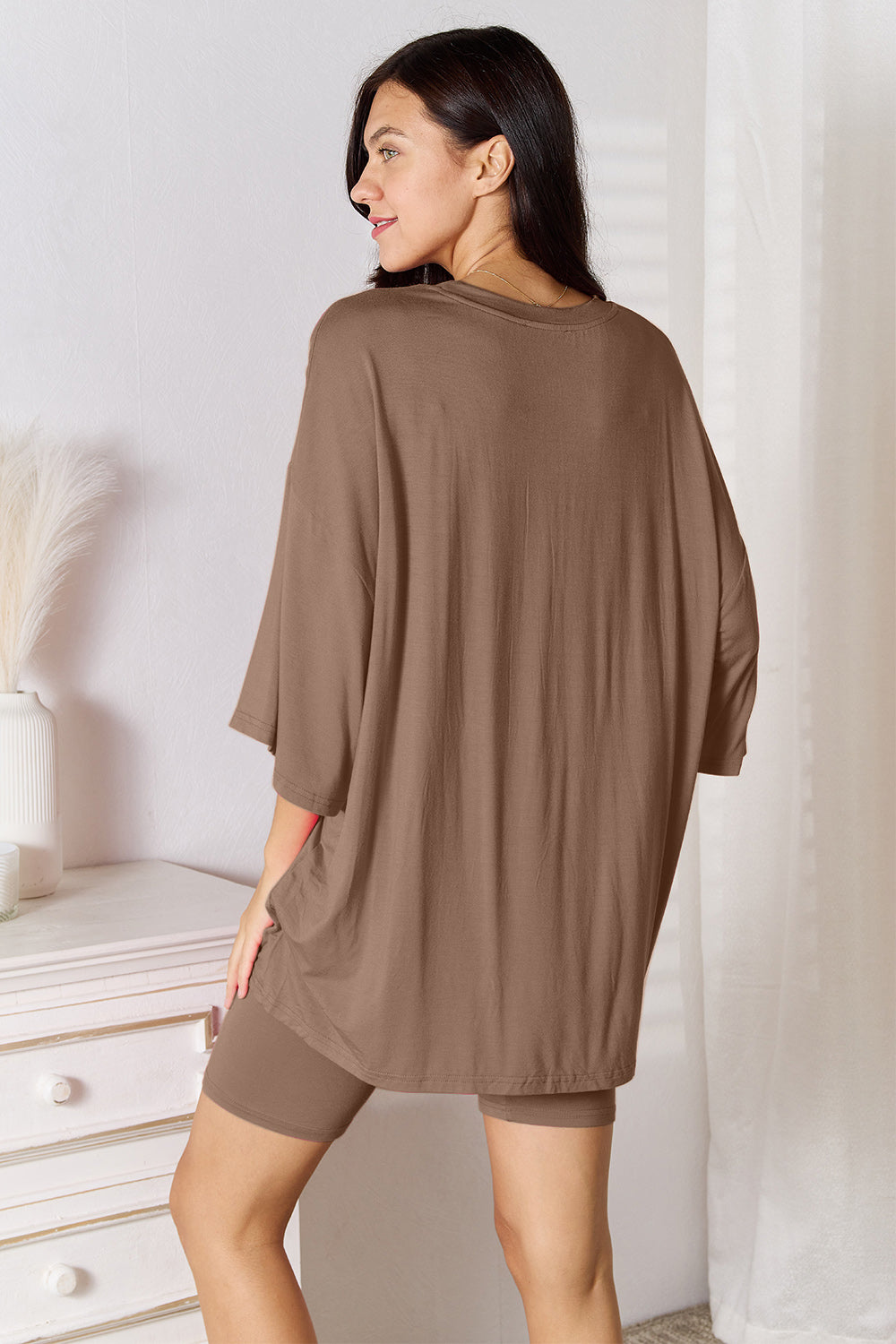 Basic Bae Full Size Soft Rayon Three-Quarter Sleeve Top and Shorts Set 2668south