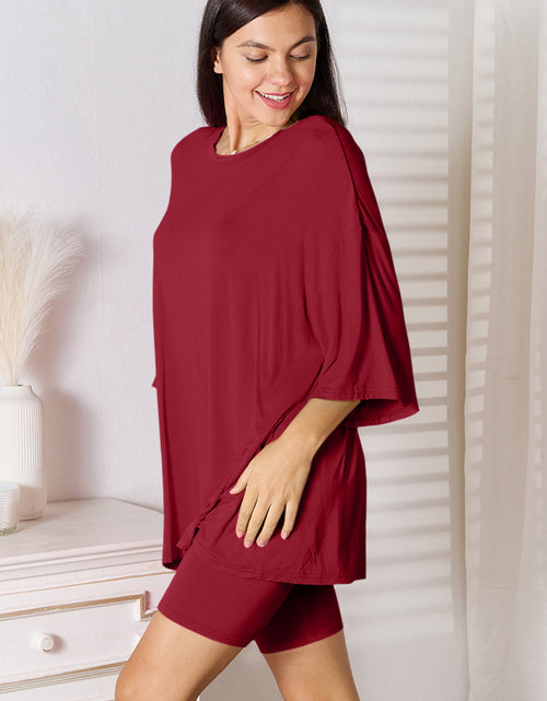 Load image into Gallery viewer, Basic Bae Full Size Soft Rayon Three-Quarter Sleeve Top and Shorts Set 2668south
