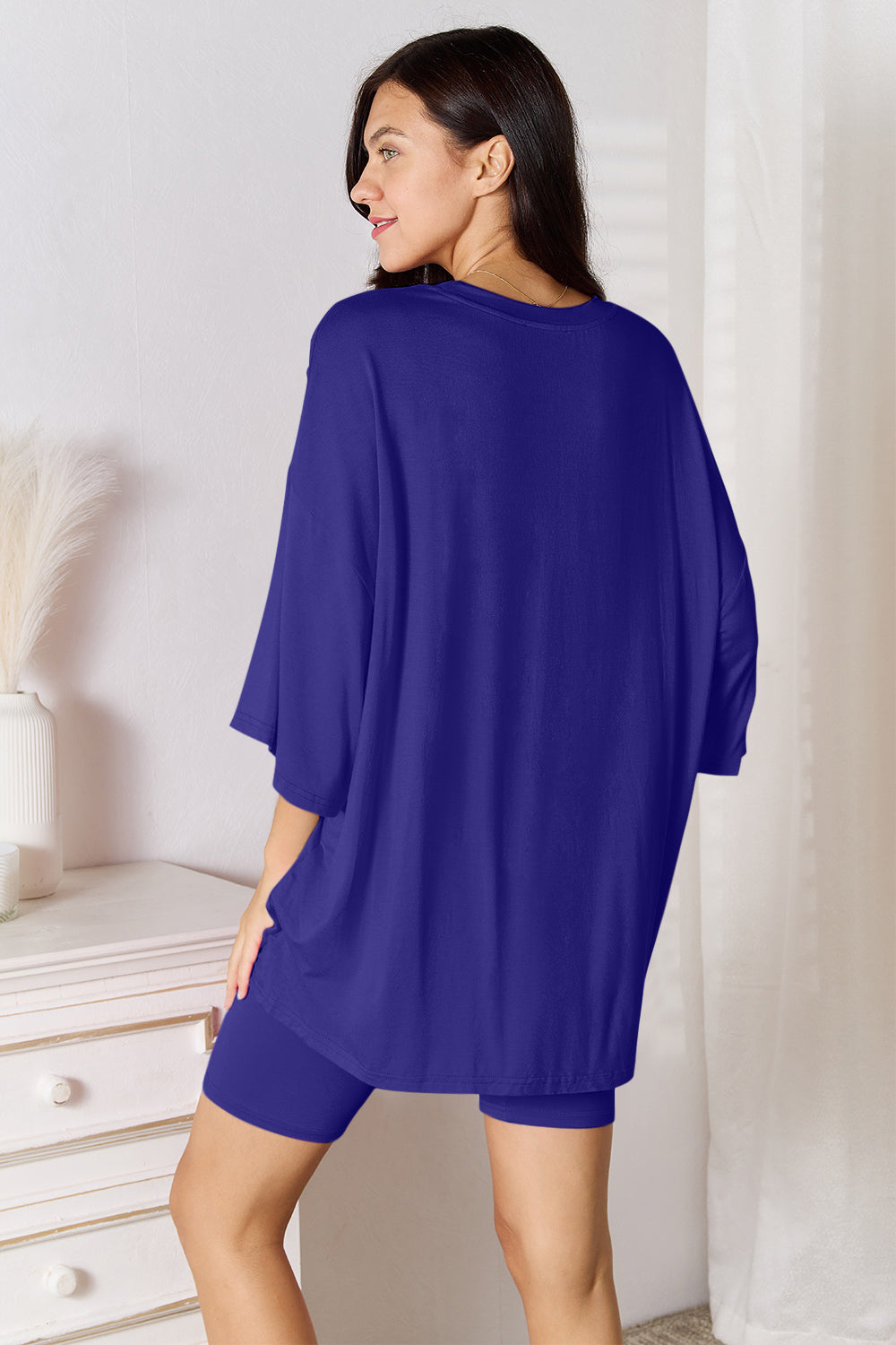 Basic Bae Full Size Soft Rayon Three-Quarter Sleeve Top and Shorts Set 2668south