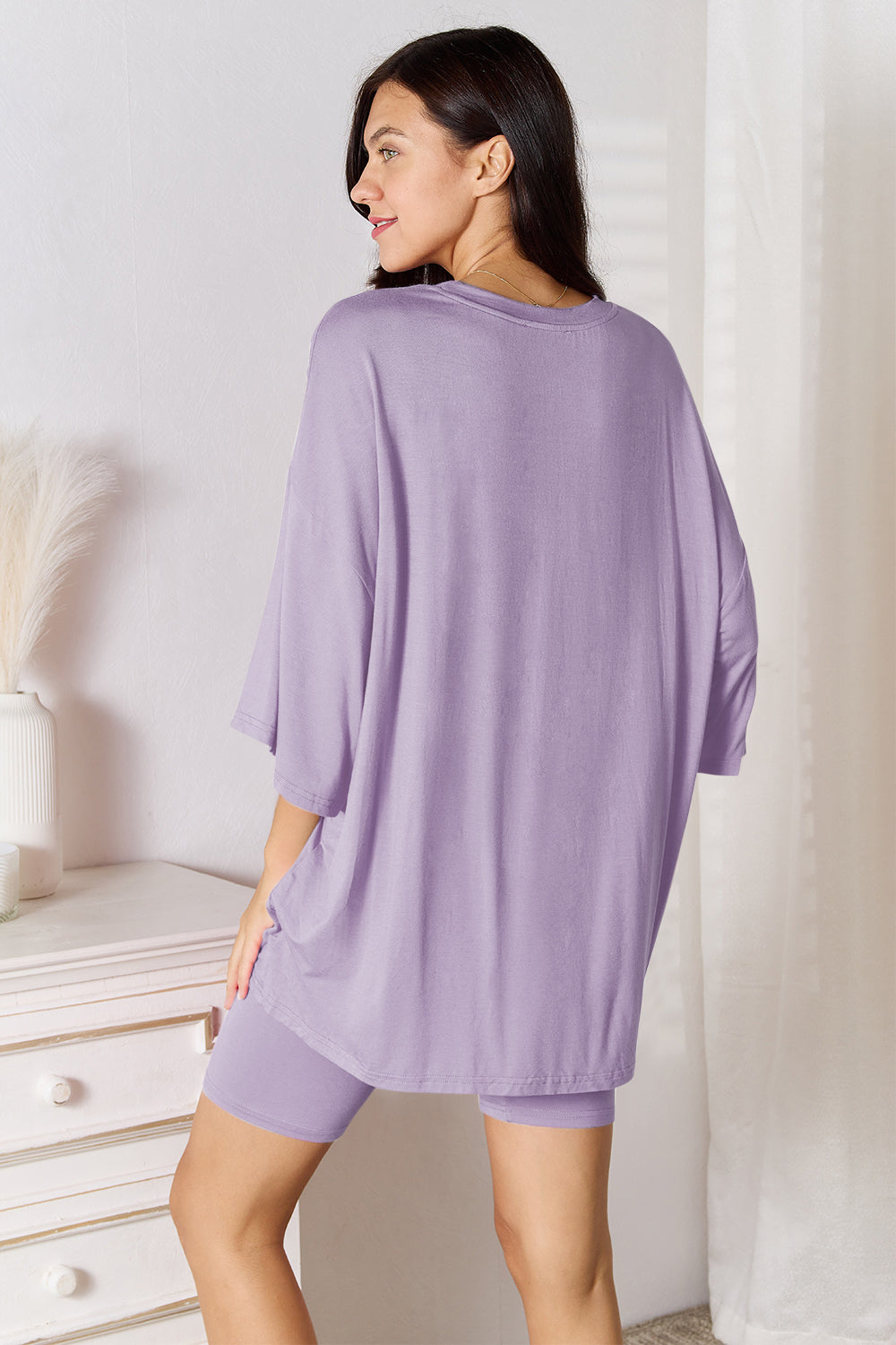 Basic Bae Full Size Soft Rayon Three-Quarter Sleeve Top and Shorts Set 2668south