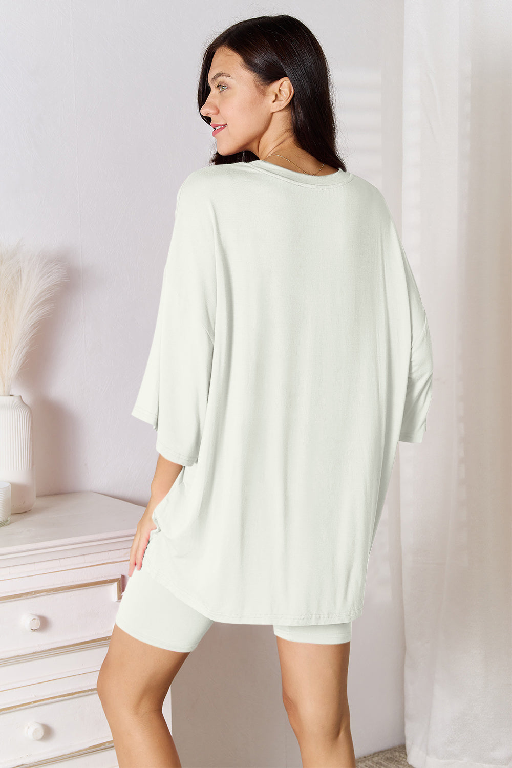 Basic Bae Full Size Soft Rayon Three-Quarter Sleeve Top and Shorts Set 2668south