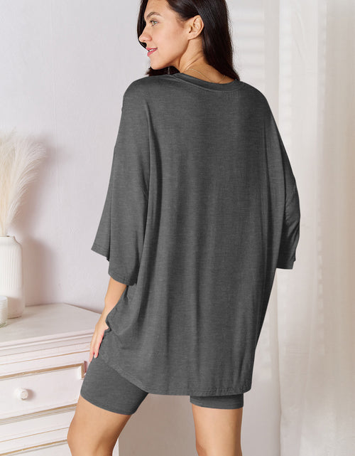 Load image into Gallery viewer, Basic Bae Full Size Soft Rayon Three-Quarter Sleeve Top and Shorts Set 2668south
