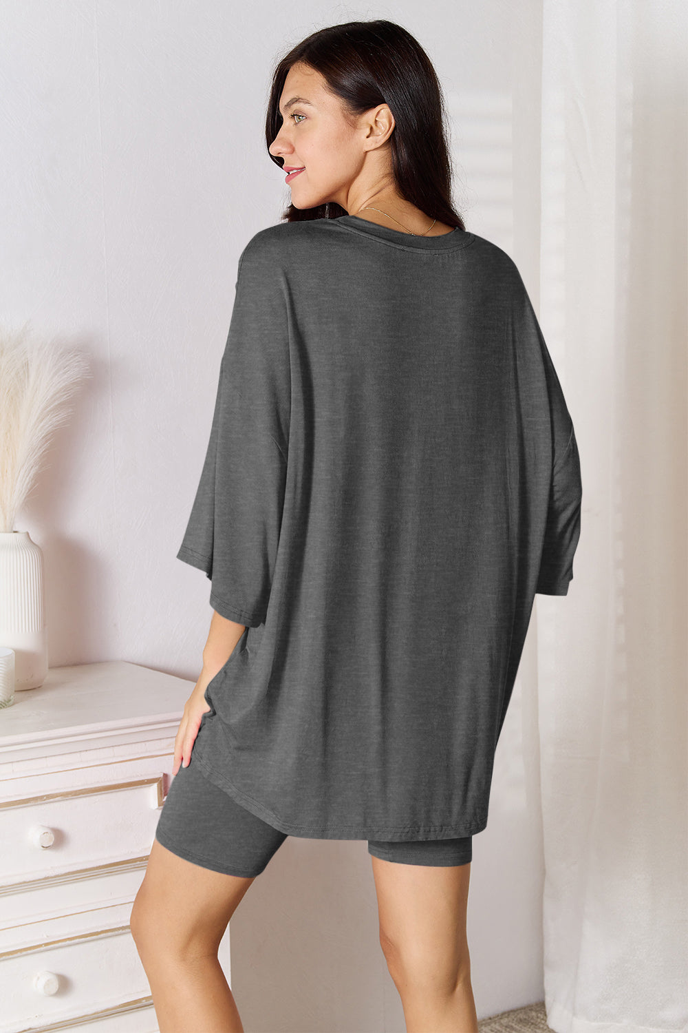 Basic Bae Full Size Soft Rayon Three-Quarter Sleeve Top and Shorts Set 2668south