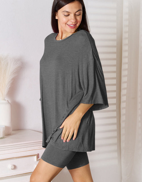 Load image into Gallery viewer, Basic Bae Full Size Soft Rayon Three-Quarter Sleeve Top and Shorts Set 2668south
