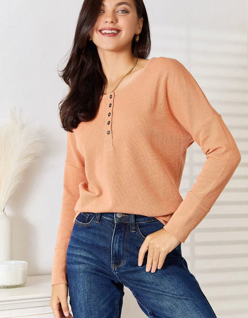 Load image into Gallery viewer, Basic Bae Half Button Long Sleeve Top 2668south
