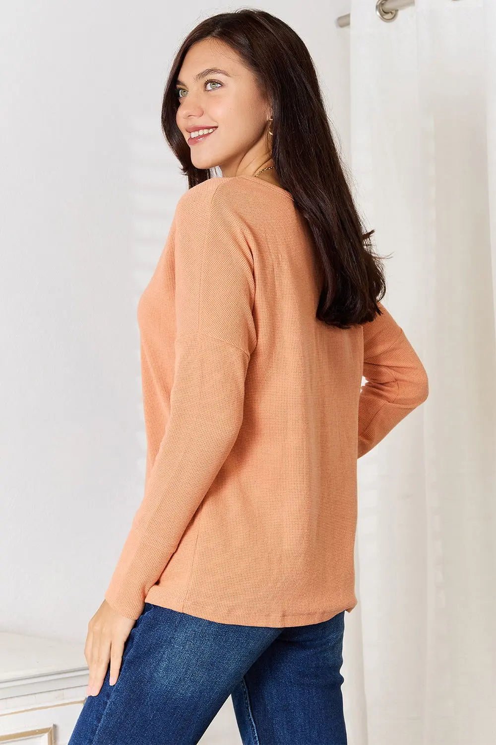 Basic Bae Half Button Long Sleeve Top 2668south