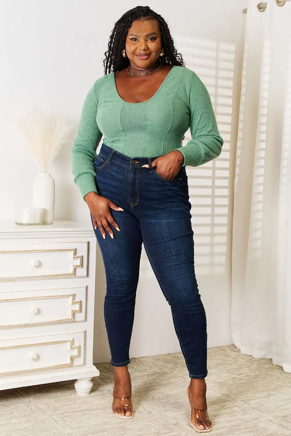 Basic Bae Scoop Neck Long Sleeve Top 2668south